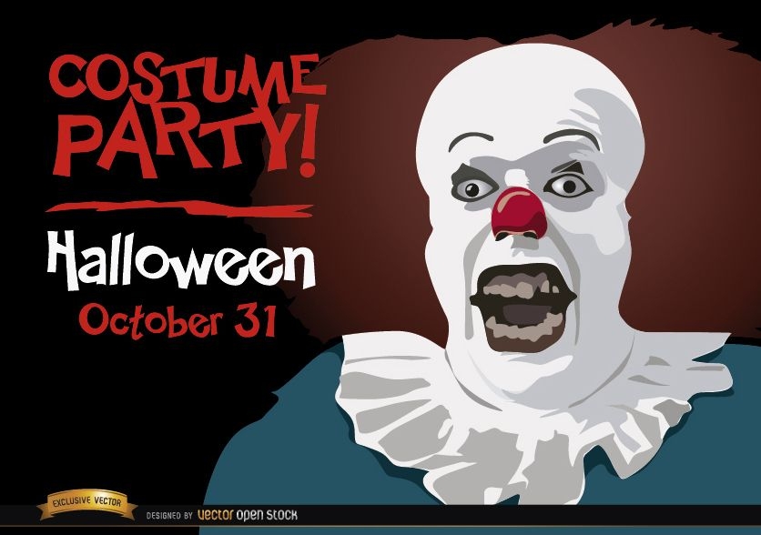 Halloween invitation party clown