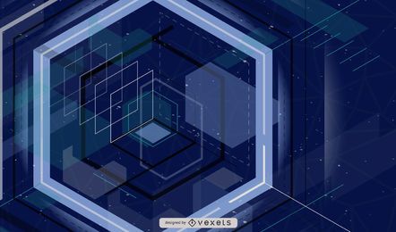 Fondo de cuadrados 3D Blue Tech