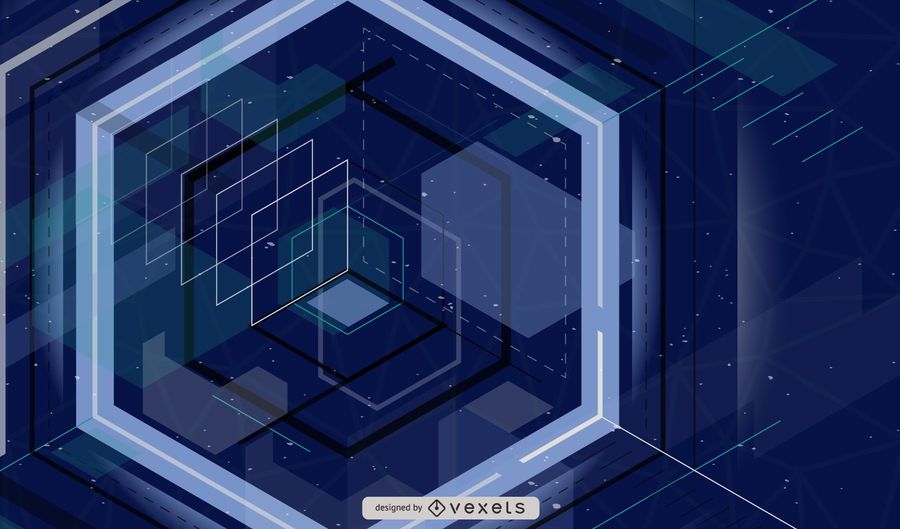 Blue Tech 3d Squares Background