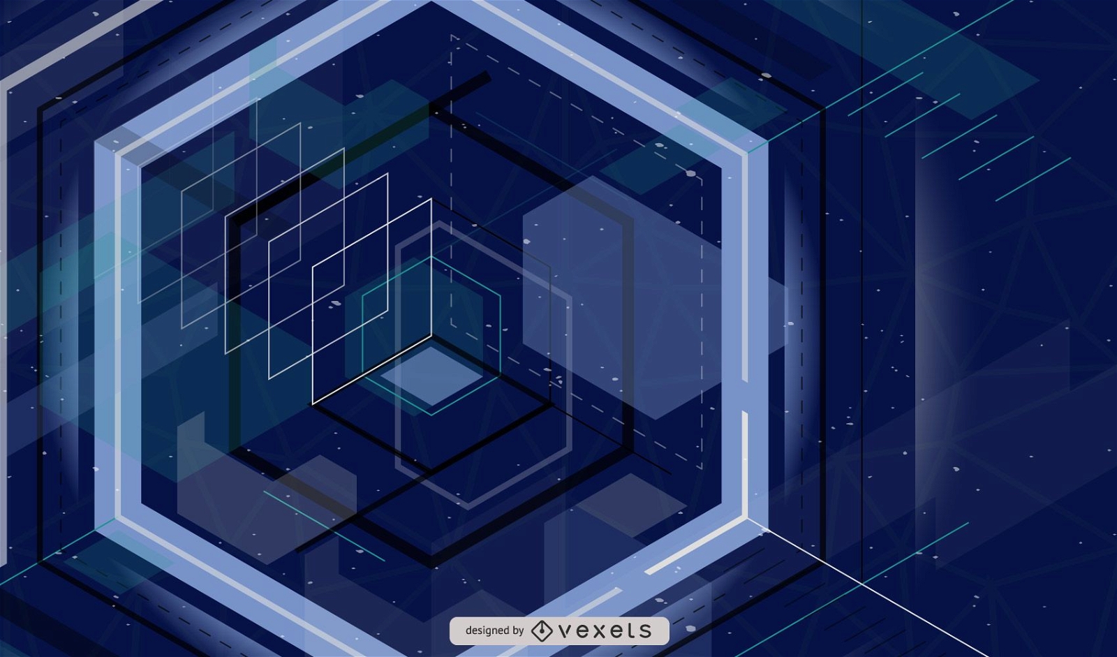 Blue Tech 3D Squares Background