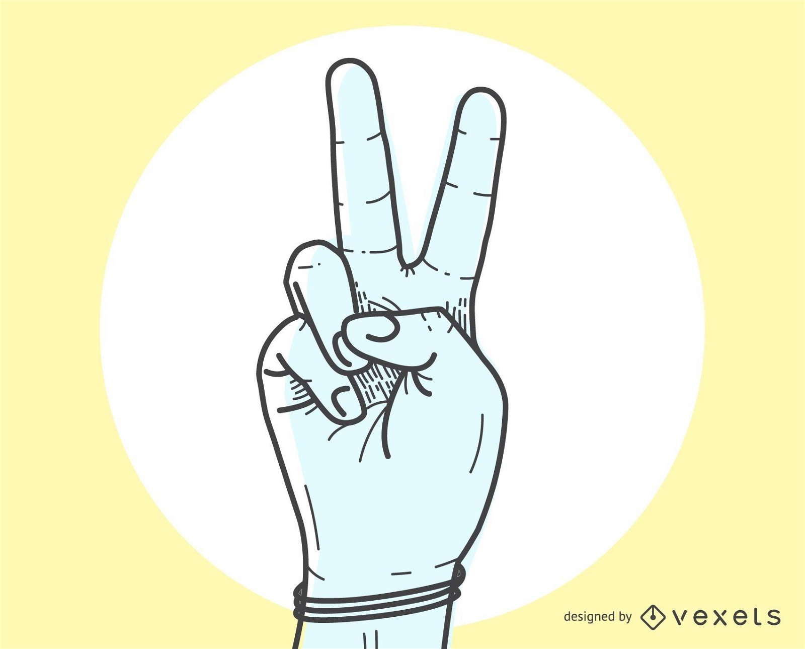 O sinal de paz V por gesto de mão