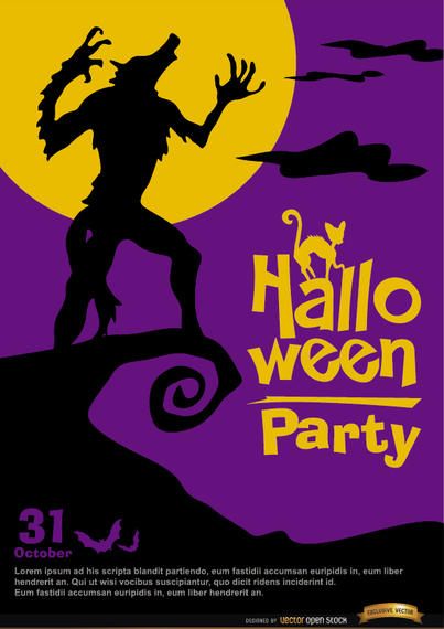 Howling Werewolf poster halloween promo Howling Werewolf poster halloween promo