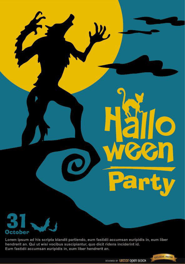 Spooky Howling Werewolf poster halloween promo