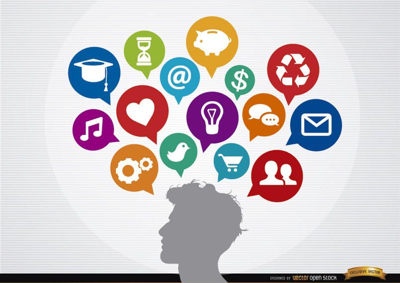 Infografía social nubes concepto hombre ideas Infografía social nubes concepto hombre ideas