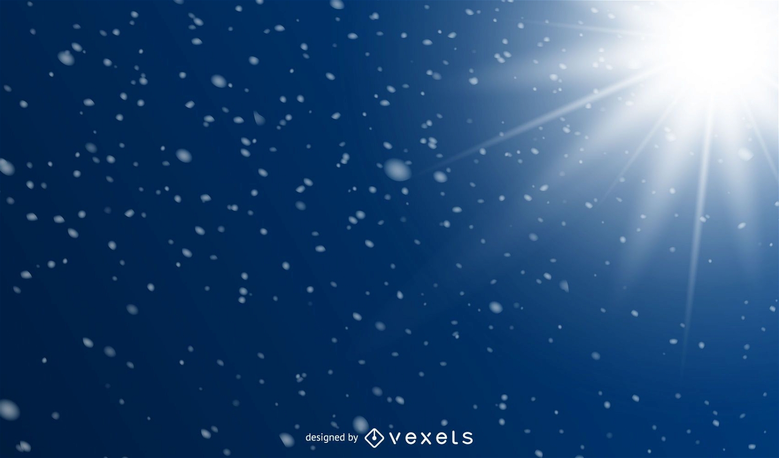 Sun Glares & Snowy Sparkles Blue Background
