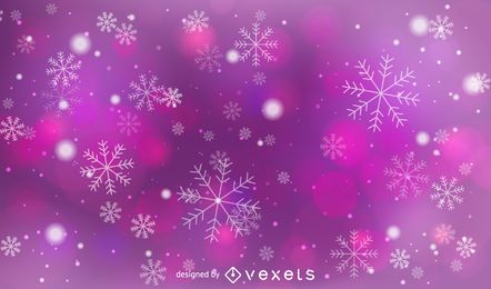Fundo Bokeh rosa e roxo com flocos de neve