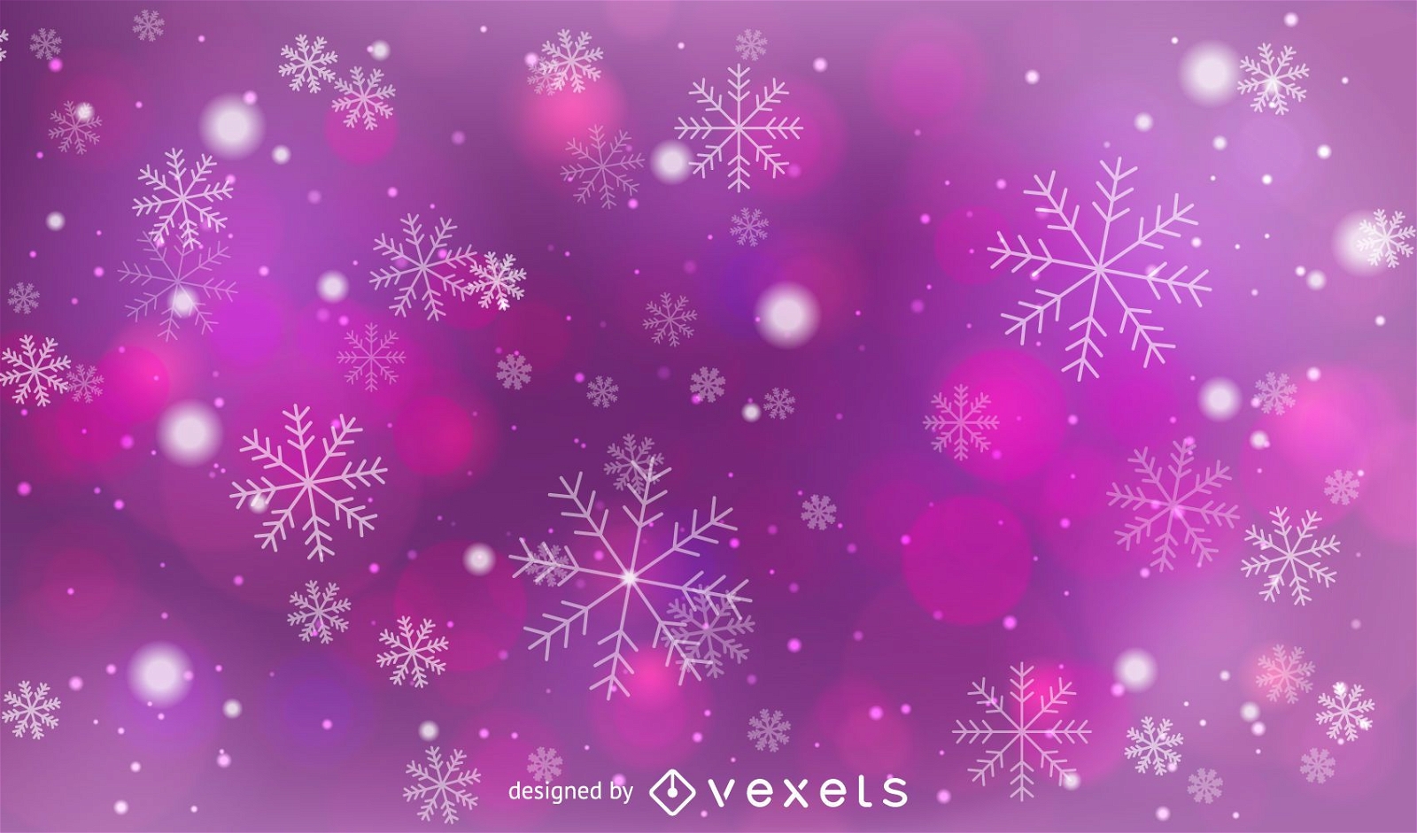 Pink & Lila Bokeh Hintergrund mit Schneeflocken