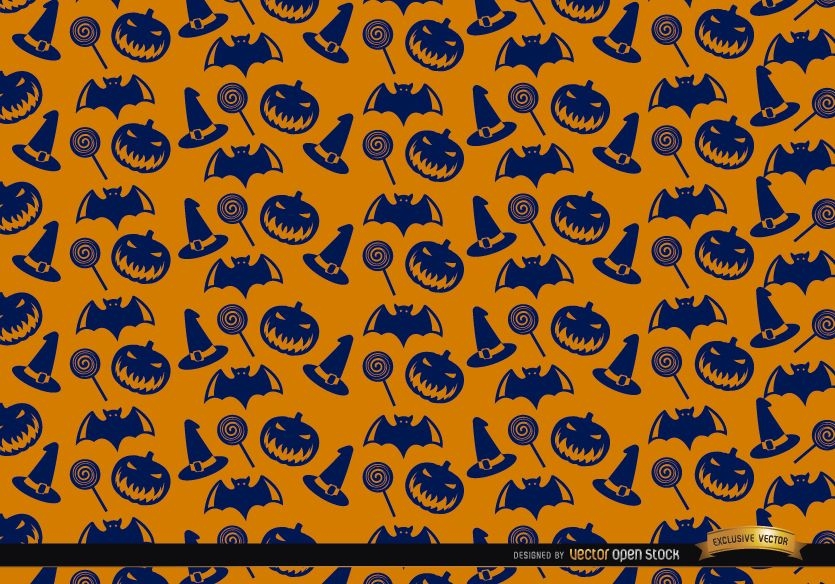 Blaue Halloween-Textur auf orangefarbenem Hintergrund