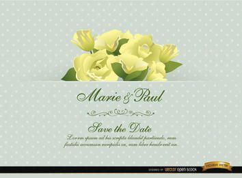 Tarjeta de invitación de boda de flor de gardenia Tarjeta de invitación de boda de flor de gardenia