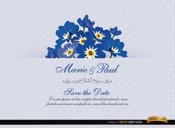 Cartão de convite de casamento da flor Myosotis