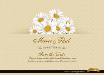 Cartão de convite de casamento floral margarida
