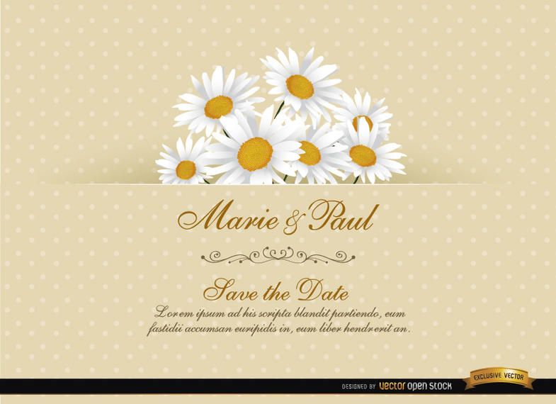 Tarjeta floral de la invitación de la boda de la margarita Tarjeta floral de la invitación de la boda de la margarita