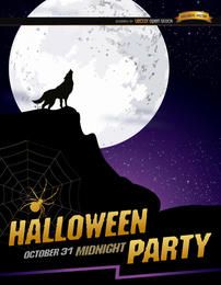 Póster lobo aullido luna llena Halloween Póster lobo aullido luna llena Halloween