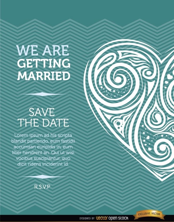 Artistic heart marriage invitation card 
