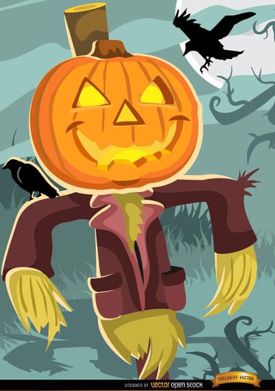 Cabeça de abóbora de espantalho de Halloween Cabeça de abóbora de espantalho de Halloween
