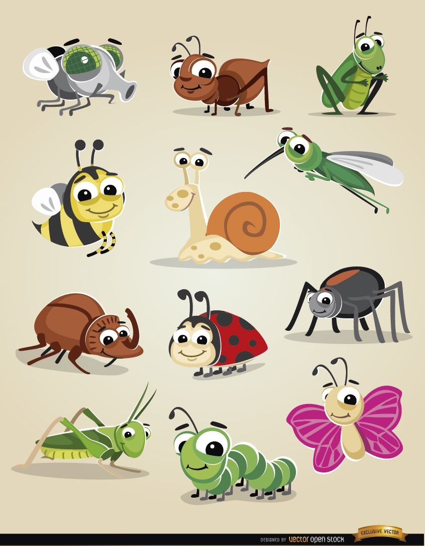 Conjunto de vectores de insectos e insectos