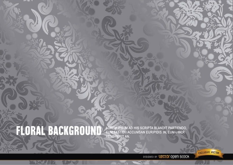 Silver floral background - Vector download
