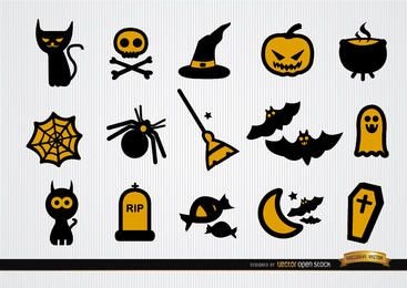 Funny Halloween icons set