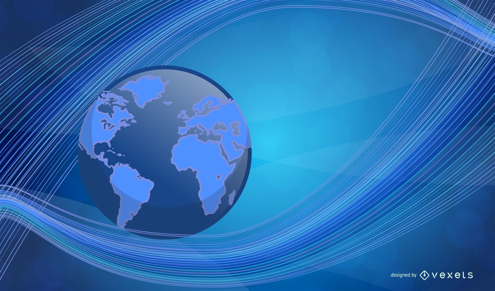 Wellenlinien mit Globe Blue Business Background