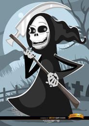 Cartoon-Sensenmann-Friedhof