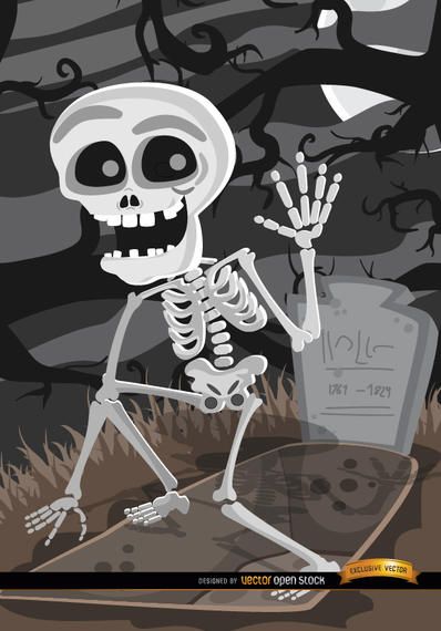 Cartoon Skeleton tomb graveyard Cartoon Skeleton tomb graveyard