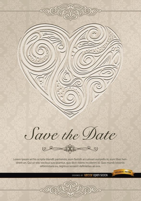Heart swirls wedding invitation