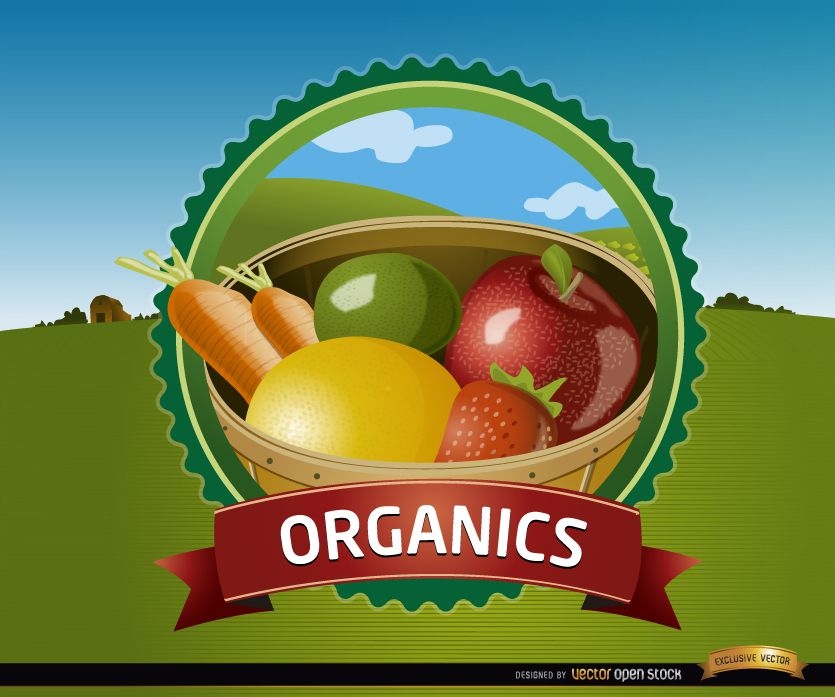 Sello de frutas orgánicas