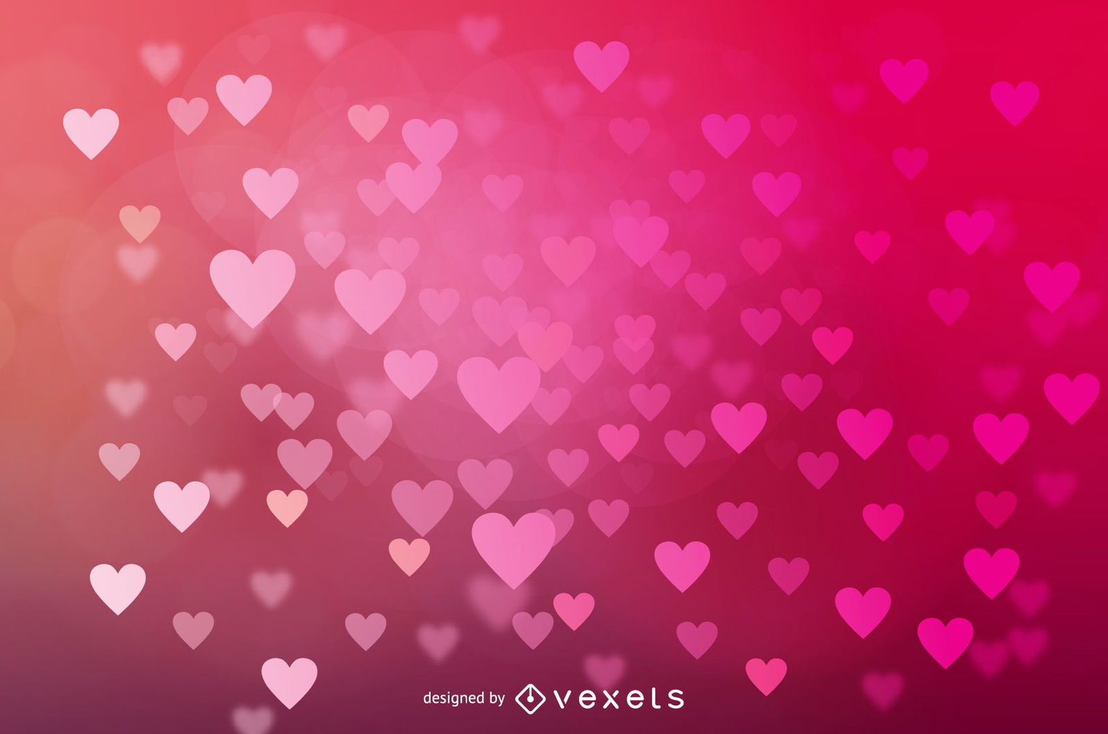 Glowing Bokeh Hearts Wedding Background