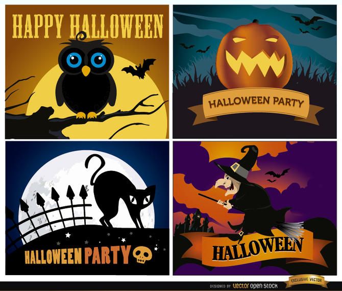 Happy Halloween backgrounds set Happy Halloween backgrounds set