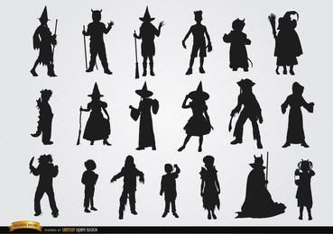 Silhuetas de fantasias infantis de Halloween
