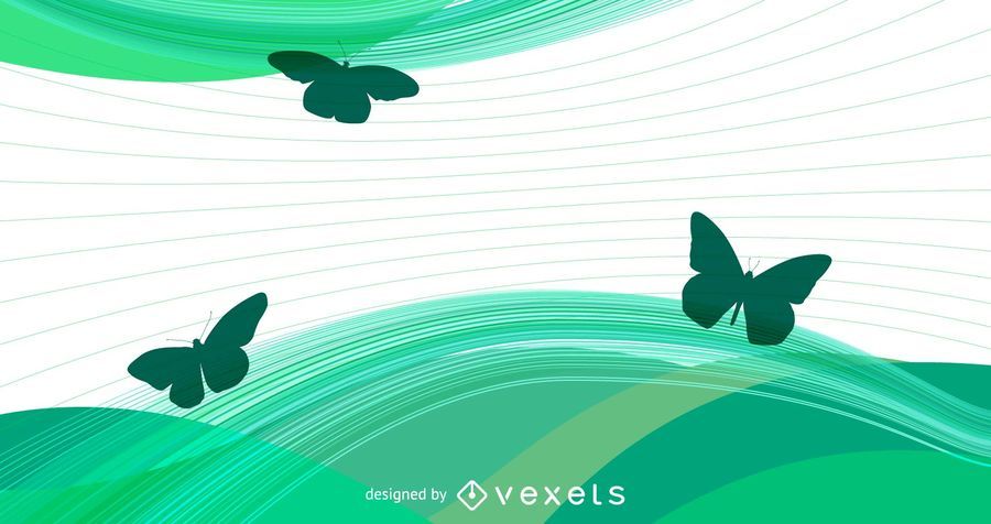 Green Waves & Spiral Lines with Butterflies Green Waves & Spiral Lines with Butterflies