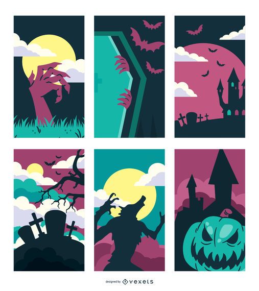 Creepy Hunted Halloween Design Set Creepy Hunted Halloween Design Set