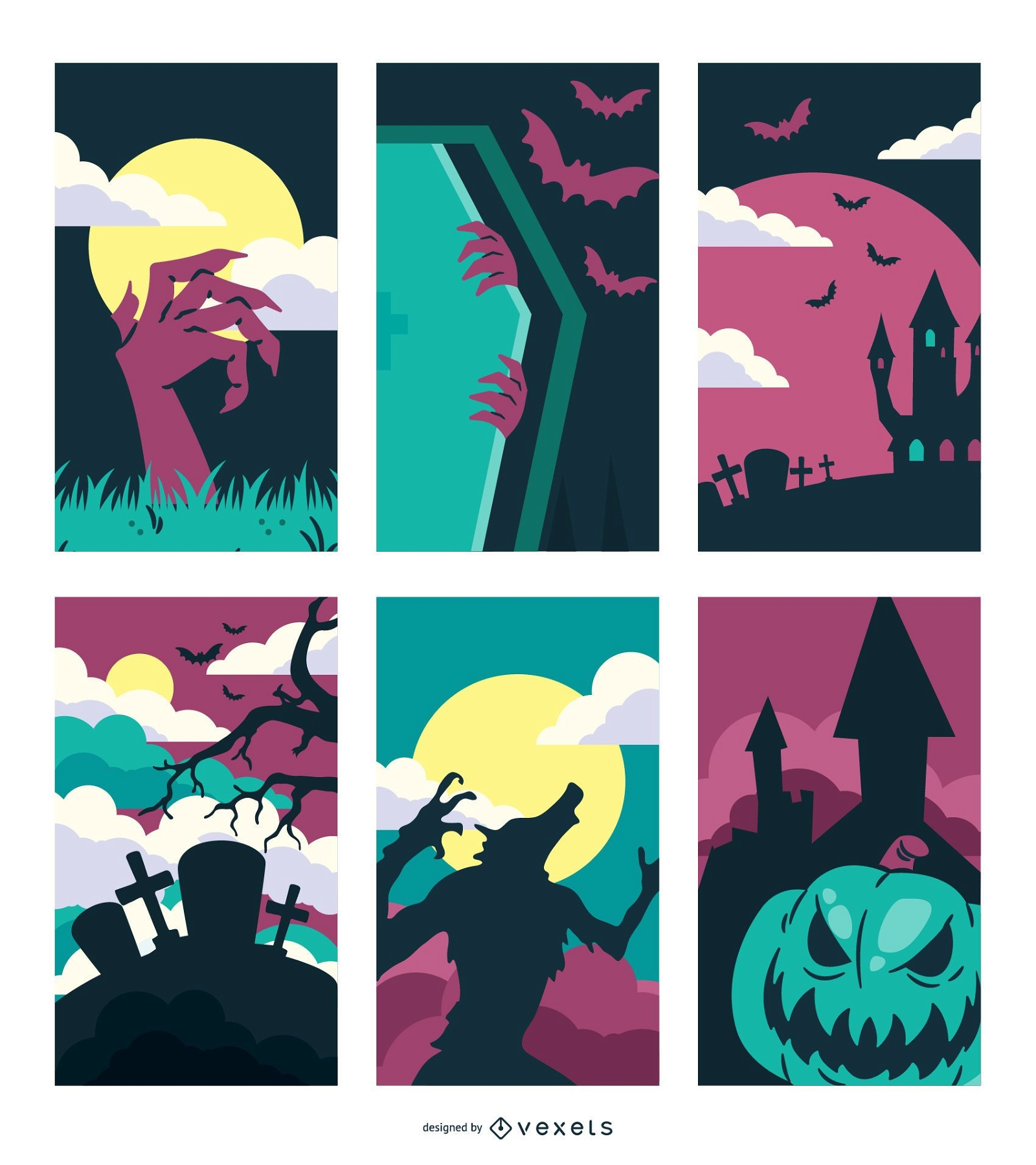 Gruseliges gejagtes Halloween-Design-Set