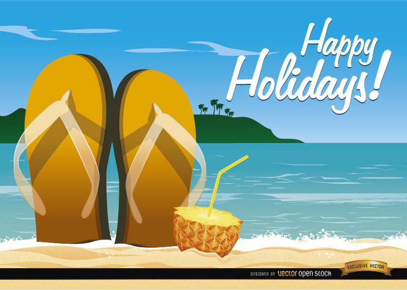 Beach sandals and cocktail Beach sandals and cocktail