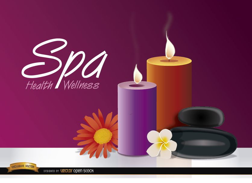 Candles flowers spa background