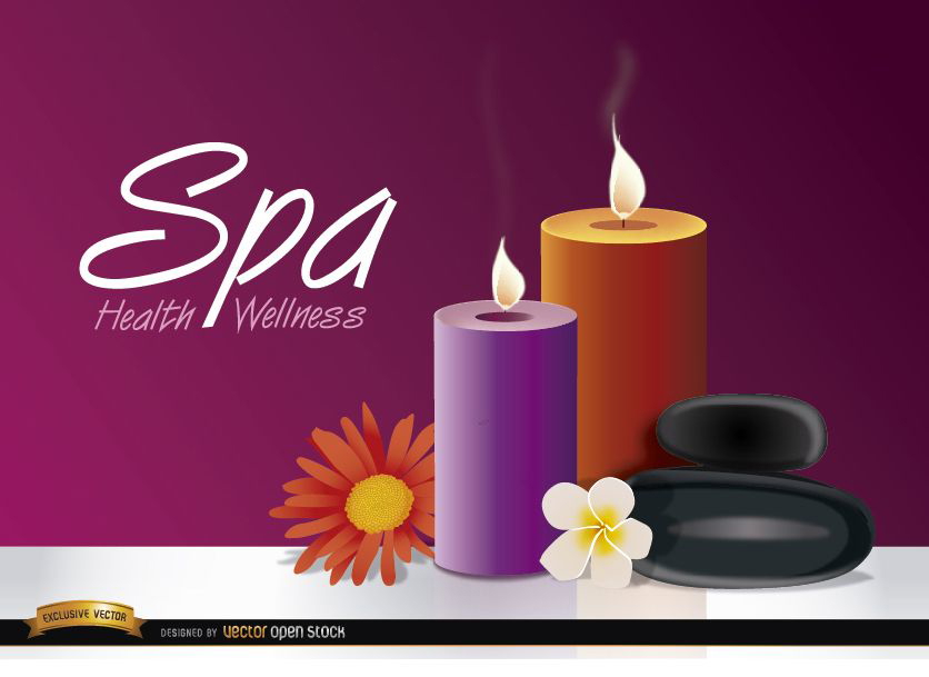 Fundo de spa com velas e flores