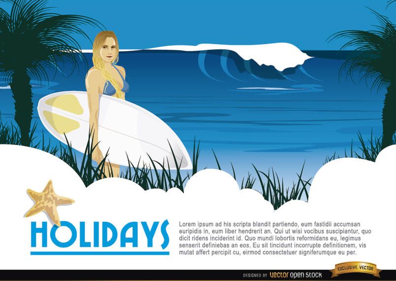 Fundo de garota surfista dos desenhos animados Fundo de garota surfista dos desenhos animados