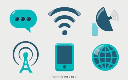 Conjunto de ícones de comunicação brilhantes
