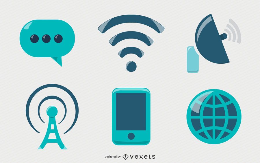 Conjunto de iconos de comunicación brillante Conjunto de iconos de comunicación brillante