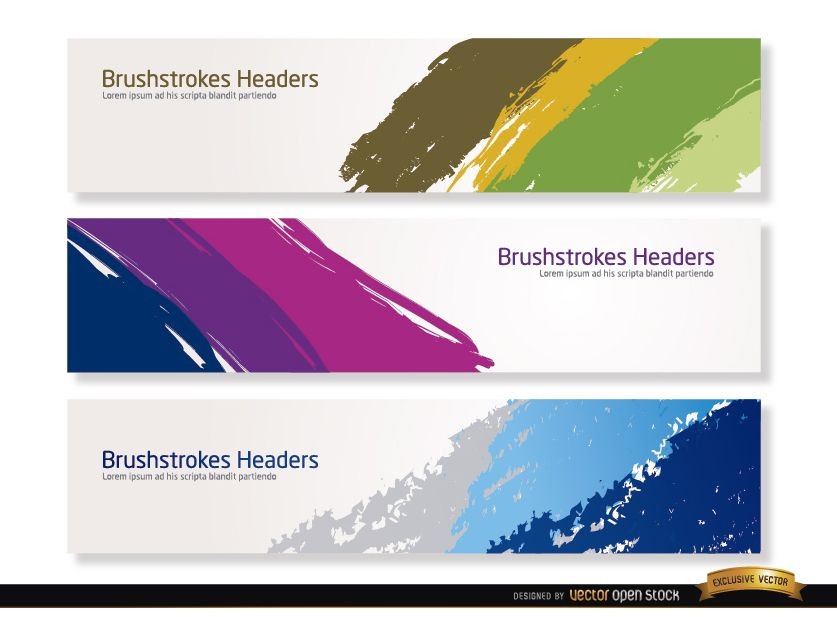 Colorful brushstrokes headers