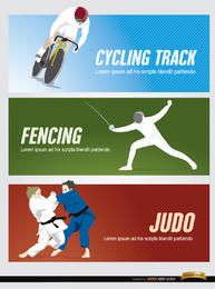 Cycling fencing judo sport headers