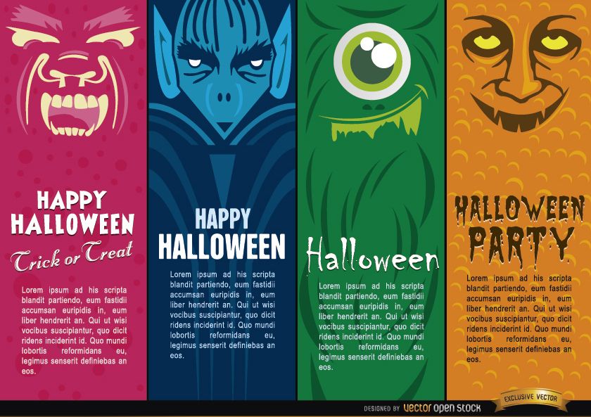 Halloween monsters bookmarks 