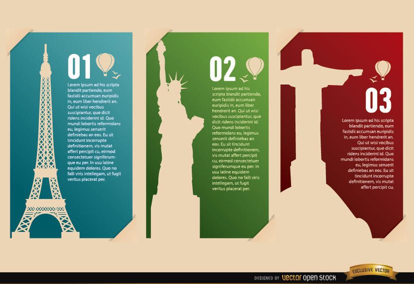 France USA Brazil Landmarks cards France USA Brazil Landmarks cards