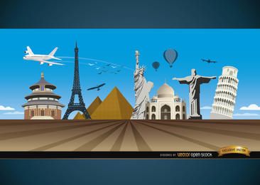 Travel marvels around world background
