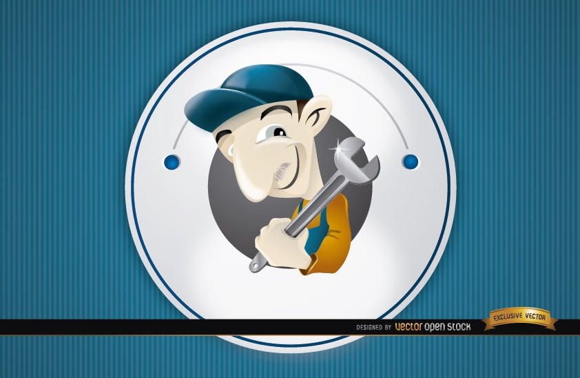 Plumber Round Cartoon Logo - Vector Download