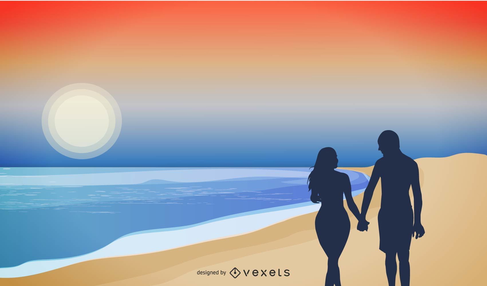 Beach Couple Silhouette