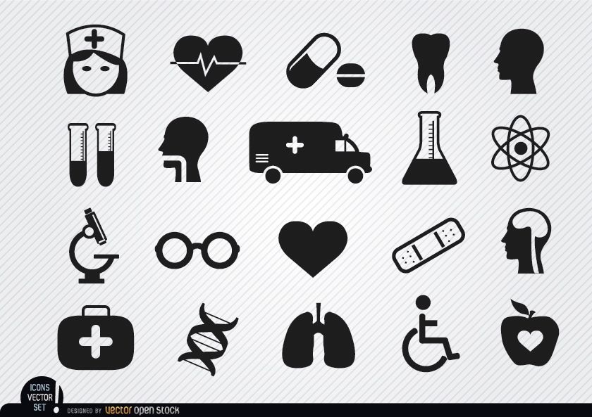 20 iconos médicos y de salud