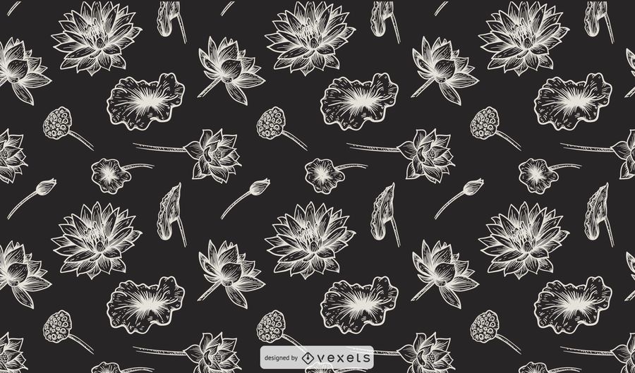 Vintage Brown Flower Seamless Pattern on Black Vintage Brown Flower Seamless Pattern on Black