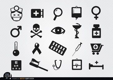 20 iconos de símbolo de medicina