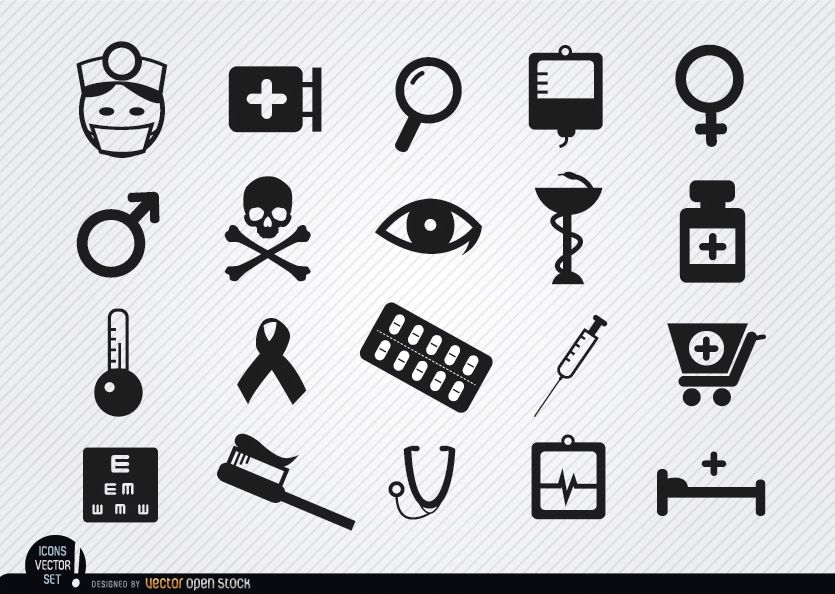 20 ícones de símbolo de medicina